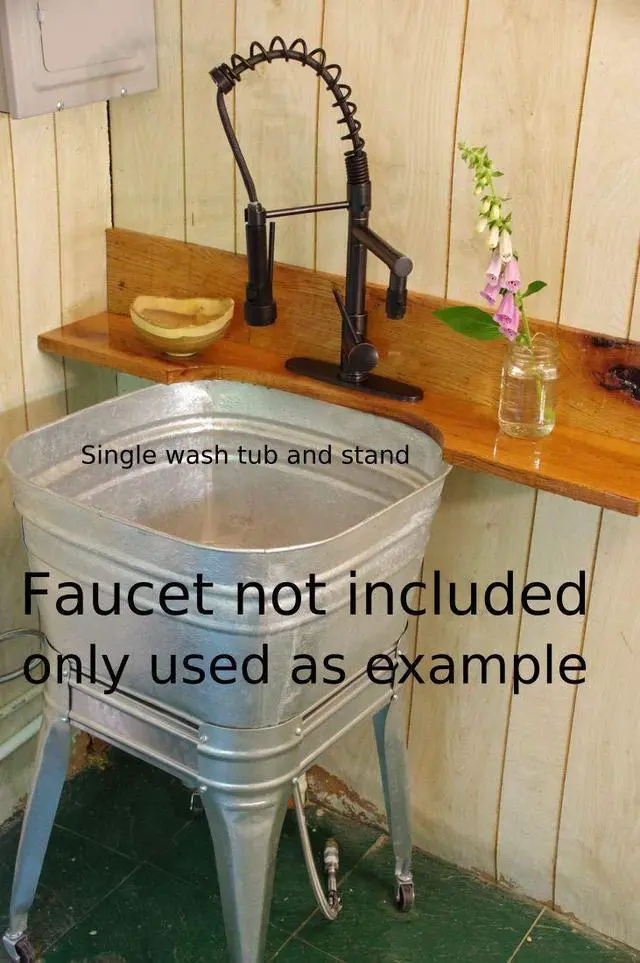 Alt view image 6 of 6 - Square Wash Tub with Standard 1-1/2" Tailpiece Kitchen Sink Basket Drain Strainer (Single tub with Standard 1-1/2" Tailpiece Drain and Stand)