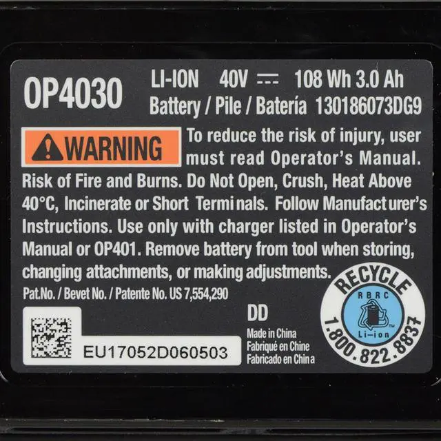 Alt view image 5 of 5 - OP4030 40V 3Ah Battery Pack RC