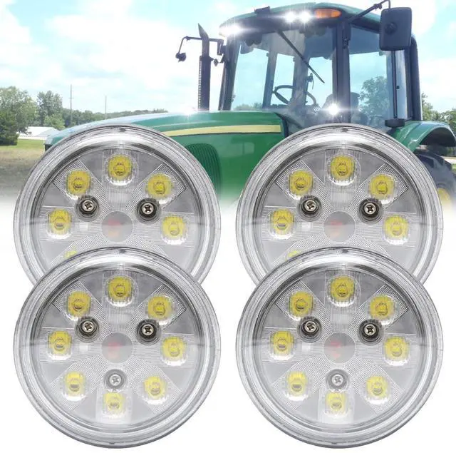 Main image of LED Tractor Light Round Flood Lmap Replacement for Deere 20 Series 2520, 3020, 4020, 4.5" LED Tractor Work Light Bulb, 6000K Fender Light, 4-Pack