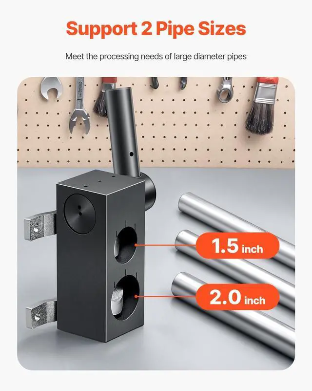 Alt view image 2 of 6 - Pipe Notcher, Tubing Pipe Notcher for 1.5/2-inch Pipes, Steel Pipe and Tube Notcher with Long Handle for Auto Repair, Construction, Metalworking, Support Horizontal/Vertical Operation