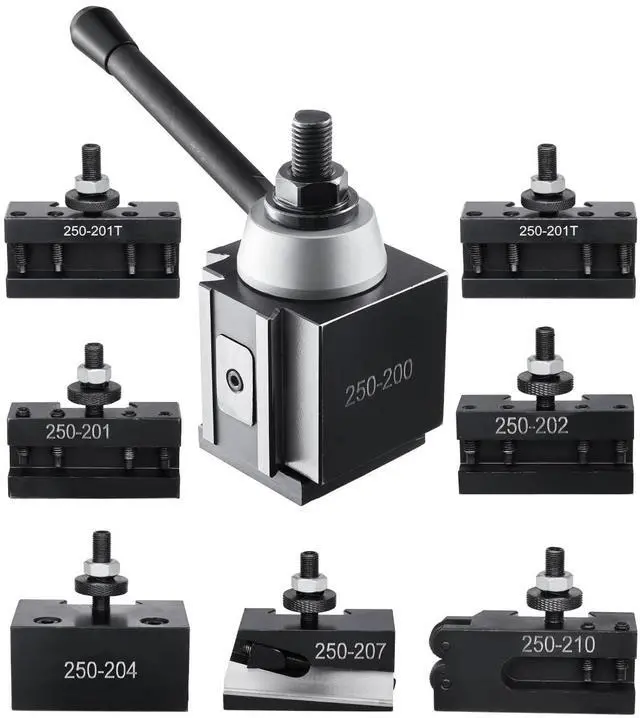 Main image of Quick Change Tool Post Set, 8 Pcs, Includes Lathe Tool Holders, Tool Post with Turning Tool Holder Accessories, for Mini Lathe & Metal Lathe 10"-15" Swing, Durable Steel Material