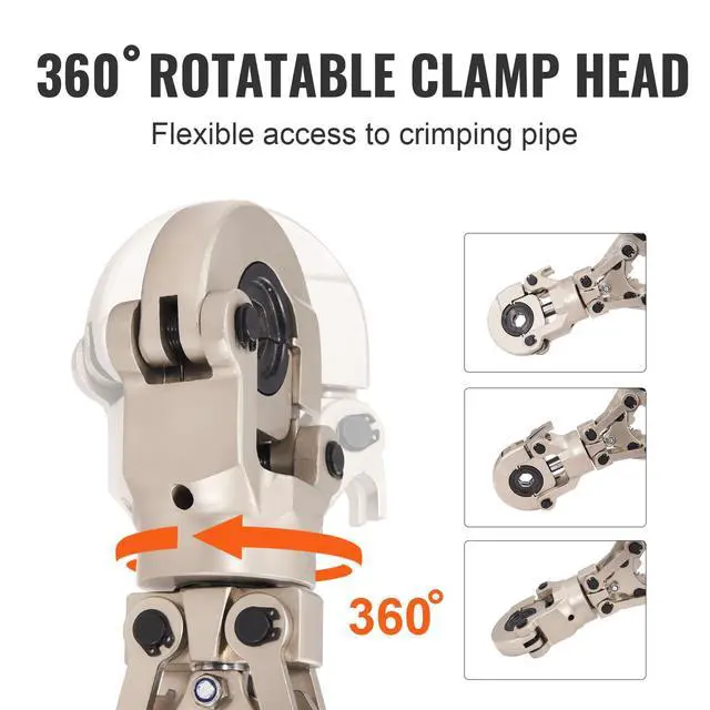 Alt view image 4 of 6 - Copper Press Tool Tube Fittings Crimping Kit, 360° Rotatable Press Crimper Tool with 1/2", 3/4", 1" Quick Change Jaws, Locking Pin & Extendable Handle, Meet ASTM B88 and B75 Standard