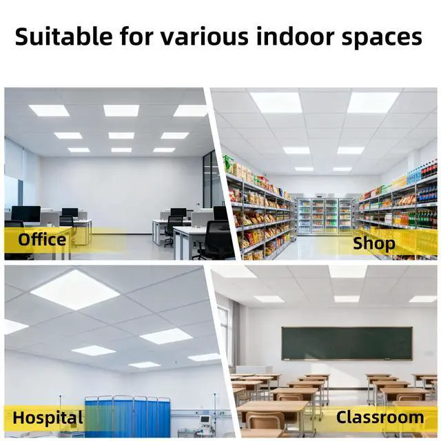 Alt view image 4 of 6 - 2x2 LED Flat Panel Light 4 Pack, 45W,5800LM, Edge-Lit 2x2FT LED Panel Drop Ceiling Light Fixtures,5000K Daylight White,0-10V Dimmable Troffer Lights,Works from 110-277V AC