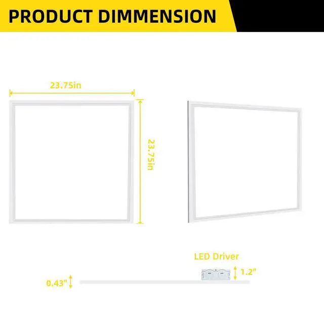 Alt view image 6 of 6 - 2x2 LED Flat Panel Light 4 Pack, 45W,5800LM, Edge-Lit 2x2FT LED Panel Drop Ceiling Light Fixtures,5000K Daylight White,0-10V Dimmable Troffer Lights,Works from 110-277V AC