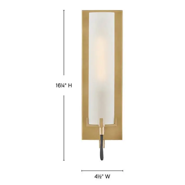 Alt view image 2 of 6 - Ryden Medium Indoor Single Light Wall Sconce, Heritage Brass Finish | Etched Glass Cylinder Shade, Modern Industrial, Sleek, Includes Med. LED Bulb, Shown w/ T Bulb, Hidden Mounting Hardware