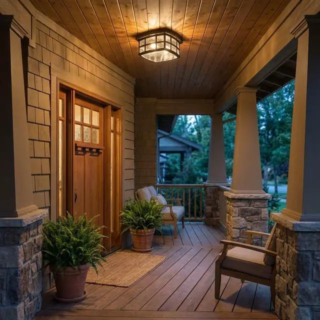 Alt view image 2 of 6 - Stonington 12" Outdoor Flush Mount Light, Palladian Bronze | 2-Light, Coastal Armour, Clear Water Glass, ETL Damp Rated