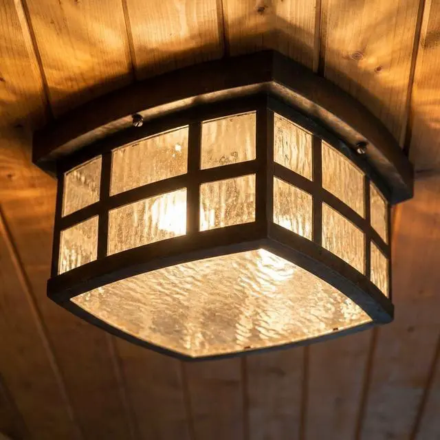 Alt view image 3 of 6 - Stonington 12" Outdoor Flush Mount Light, Palladian Bronze | 2-Light, Coastal Armour, Clear Water Glass, ETL Damp Rated