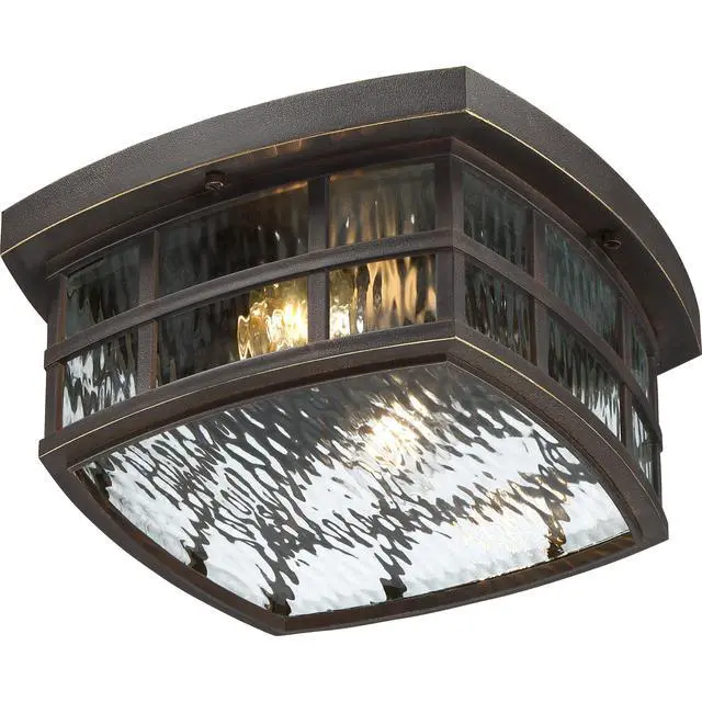 Alt view image 4 of 6 - Stonington 12" Outdoor Flush Mount Light, Palladian Bronze | 2-Light, Coastal Armour, Clear Water Glass, ETL Damp Rated