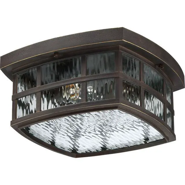 Alt view image 5 of 6 - Stonington 12" Outdoor Flush Mount Light, Palladian Bronze | 2-Light, Coastal Armour, Clear Water Glass, ETL Damp Rated