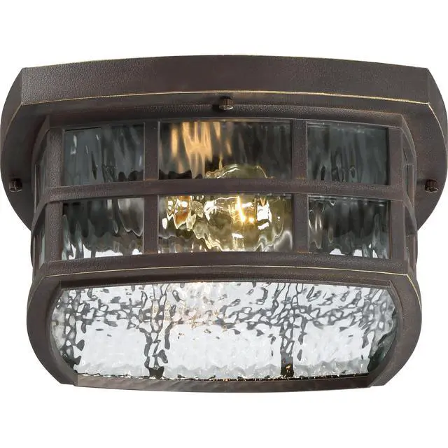 Alt view image 6 of 6 - Stonington 12" Outdoor Flush Mount Light, Palladian Bronze | 2-Light, Coastal Armour, Clear Water Glass, ETL Damp Rated