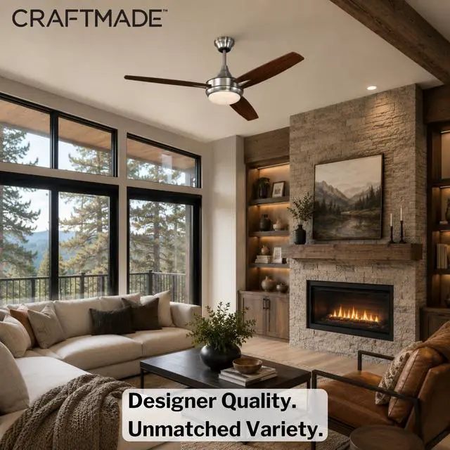 Alt view image 2 of 6 - TG52GBK3 Targas 52 Ceiling Fan | Gloss Black Finish (Brushed Polished Nickel/Walnut Blades)