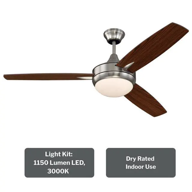 Alt view image 4 of 6 - TG52GBK3 Targas 52 Ceiling Fan | Gloss Black Finish (Brushed Polished Nickel/Walnut Blades)