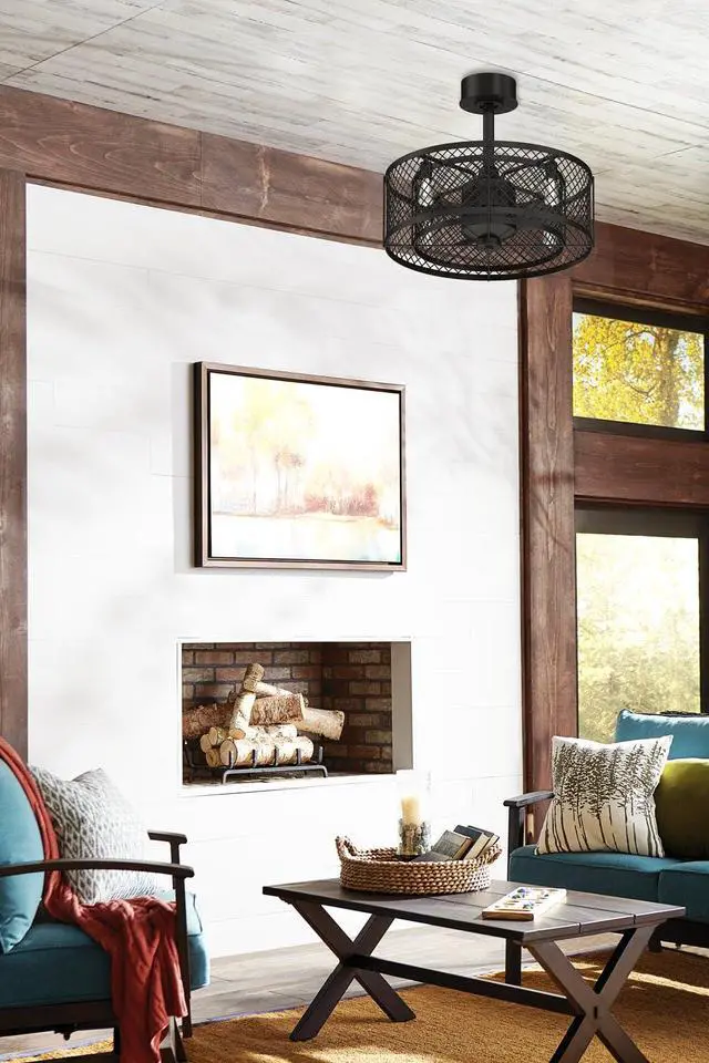 Alt view image 5 of 6 - Vintere 13 In Ceiling Fan, Aged Bronze, with LED Light | Dimmable LED light kit. Damp rated for indoor/outdoor use. Remote included. Reversible AC motor. 3 aged bronze blades