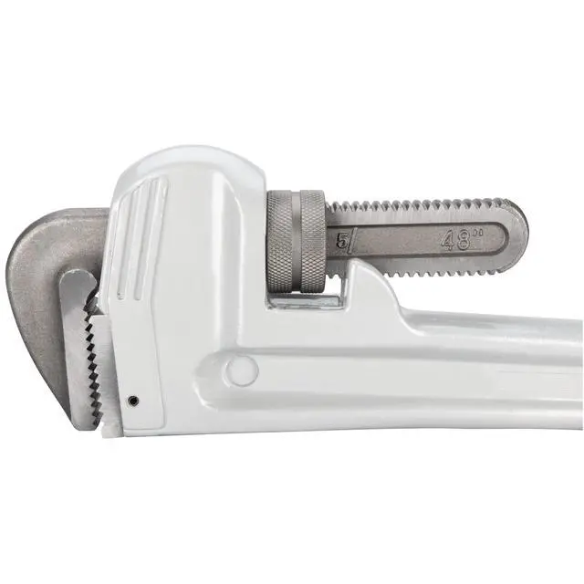 Alt view image 4 of 6 - W2148 48 in. Heavy-Duty Aluminum Pipe Wrench | Large plumbing wrench. Precision milled, drop forged steel jaws. Strong and lightweight handle