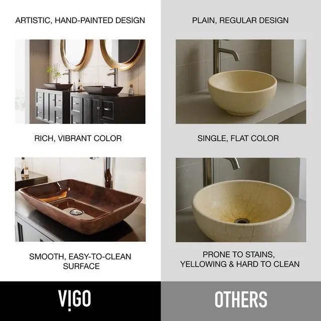 Alt view image 3 of 6 - Donatello 18"L x 13"W x 4"H Over the Counter Glass Rectangular Vessel Bathroom Sink in Reddish Brown -VG07089