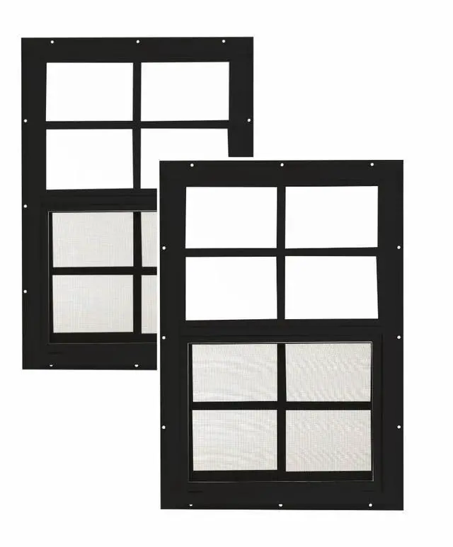 Main image of 14x21 Shed Windows, J-Lap Sliding Windows with Tempered Glass & Screens, Black, 2-Pack