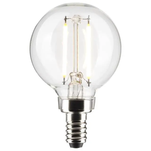 Alt view image 4 of 6 - S21200 3W Small G16.5 LED Filament Globe Light Bulb, Clear, E12 Candelabra Base, 2700K Warm White, 200 Lumens, 120V, Wet Location, 90 CRI, Dimmable (24 Pack)