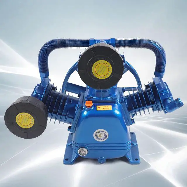 Alt view image 2 of 6 - 175PSI 10HP Replacement Air Compressor Pump, W Style 3 Cylinder Air Compressor Pump Head, Low Energy Consumption Air Compressor Pump Motor Air Tool, Cast Iron(Style 3)