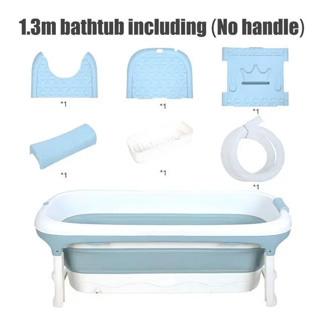 Alt view image 3 of 6 - Portable Bathtub for Adults,50" Collapsible Bathtub with Lid,Reusable Freestanding Foldable Tub,Collapsible Hot Ice Soaking Bath Tub for Small Space (50inch Blue)
