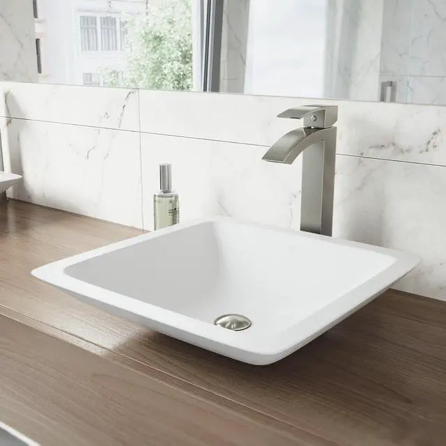 Alt view image 2 of 6 - Duris Waterfall Single-Handle Single-Hole Mount Vessel Bathroom Sink Faucet, 12-Inch, Brushed Nickel, Modern Design, Solid Brass, 1.2 GPM WaterSense & Ceramic Disc Valve, Corrosion-Resistant
