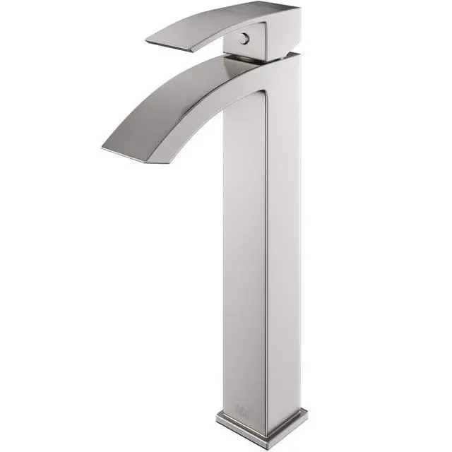 Alt view image 4 of 6 - Duris Waterfall Single-Handle Single-Hole Mount Vessel Bathroom Sink Faucet, 12-Inch, Brushed Nickel, Modern Design, Solid Brass, 1.2 GPM WaterSense & Ceramic Disc Valve, Corrosion-Resistant