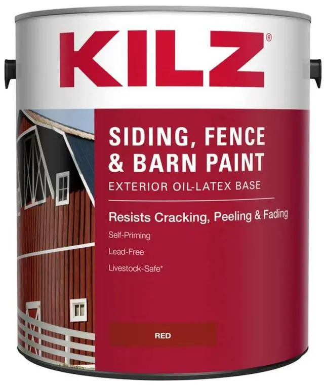 Alt view image 2 of 2 - KILZ Barn Red Oil/Water-Based Siding, Fence and Barn Paint Exterior 1 Gal. - Case of: 4
