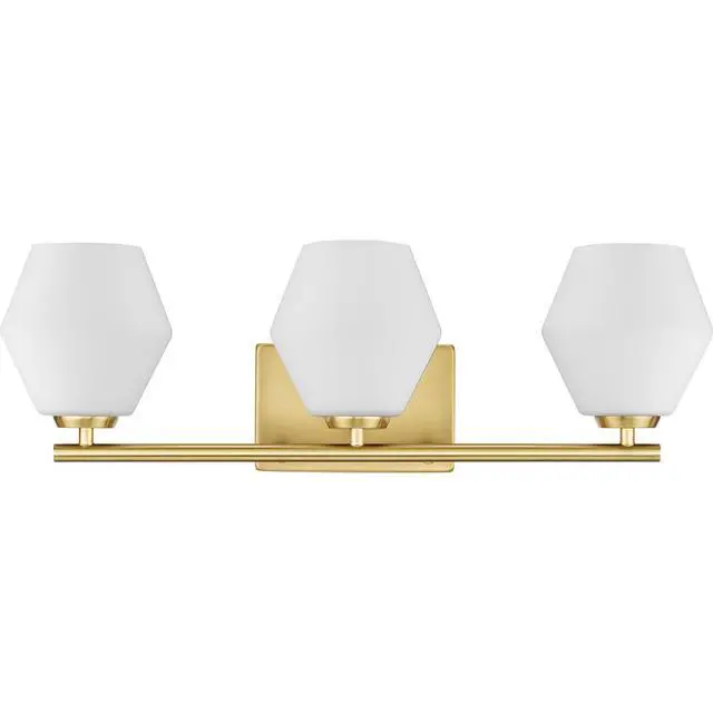 Alt view image 3 of 6 - Copeland Collection Three-Light Brushed Gold Vanity Mid-Century Modern Vanity Light (P300432-191)