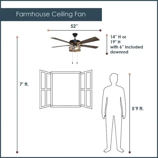 Alt view image 6 of 6 - 52 Inch LED Modern Farmhouse Ceiling Fan with Light - Rustic Ceiling Fans with Lights - Elegant Industrial Fan with Mesh Metal Caged Shade - Brown | Rustic, Elegant Industrial, Mesh Metal Caged Shade,