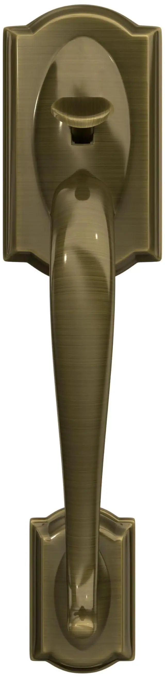 Alt view image 5 of 6 - Century Entry Handleset, Right Hand Accent Lever, Antique Brass | Exterior front door handleset grip with handed interior lever, No deadbolt, Pairs with smart locks, Certified durability