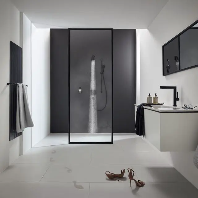 Alt view image 5 of 6 - Pulsify S 4-inch Modern Showerhead 1-Spray PowderRain with QuickClean in Matte Black, 24131671, 2.5 GPM