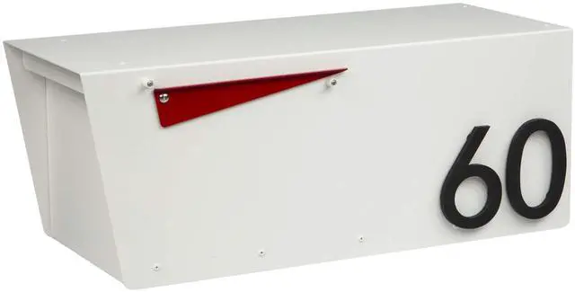 Main image of White Colour Post-Mounted Modern Mailbox with Personalized Address Numbers #HC101 (with Two Address Numbers)