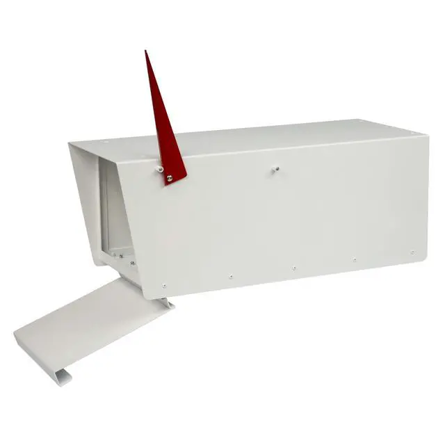 Alt view image 2 of 6 - White Colour Post-Mounted Modern Mailbox with Personalized Address Numbers #HC101 (with Two Address Numbers)