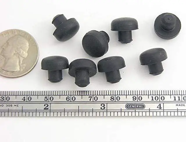 Alt view image 6 of 6 - Fits 1/4" Hole - 1/2" Diameter - 1/4" Stem Height - 7/32" Bumper Height - Rounded Push-in Rubber Bumper (500)