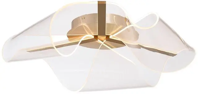 Alt view image 2 of 6 - Grosvenor 25" Wide Brushed Gold Modern LED Ceiling Light Fixture | Semi-Flush Mount Kitchen Foyer Hallway Unique Dimmable Finish Metal Bedroom Bathroom Entryway Living Room Indoor