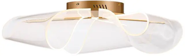 Alt view image 5 of 6 - Grosvenor 25" Wide Brushed Gold Modern LED Ceiling Light Fixture | Semi-Flush Mount Kitchen Foyer Hallway Unique Dimmable Finish Metal Bedroom Bathroom Entryway Living Room Indoor