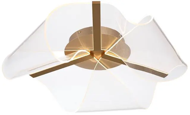 Alt view image 6 of 6 - Grosvenor 25" Wide Brushed Gold Modern LED Ceiling Light Fixture | Semi-Flush Mount Kitchen Foyer Hallway Unique Dimmable Finish Metal Bedroom Bathroom Entryway Living Room Indoor