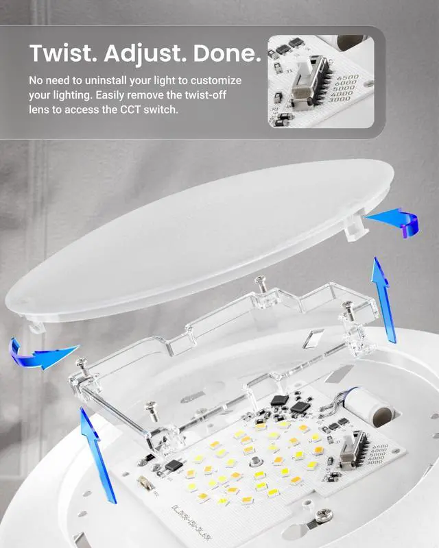 Alt view image 5 of 6 - Sunco 60 Pack 6 Inch LED Disk Lights, Flush Mount Ceiling Light Disc, Recessed Can Lighting, 850 LM, 12W (65W Equivalent), Selectable CCT 3000K/4000K/5000K/6000K/6500K, Dimmable, Damp Rated ETL