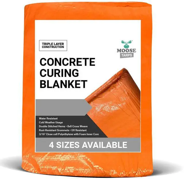 Alt view image 2 of 6 - 12' x 24' Poly Concrete Curing Blanket Cover with Foam Core | Insulated Cement Blanket, PE Coated Woven Tarp for Construction and Landscaping, UV and Tear Resistant, Orange