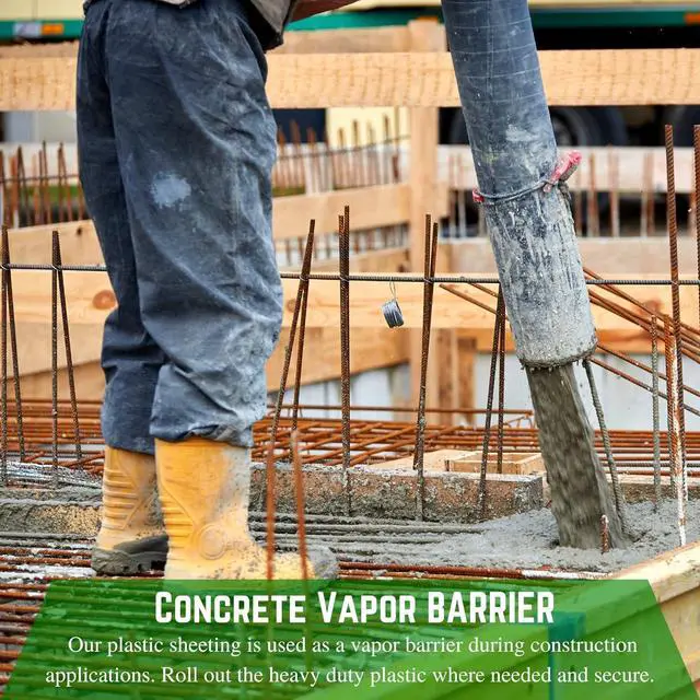 Alt view image 5 of 6 - Concrete Vapor Barrier - 10 mil - Heavy Duty Plastic Tarp, Polyolefin Vapor Barrier Plastic Sheeting, Painters Tarp, Roll of Heavy Duty Plastic (14' x 35')