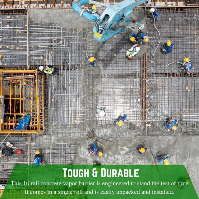 Alt view image 6 of 6 - Concrete Vapor Barrier - 10 mil - Heavy Duty Plastic Tarp, Polyolefin Vapor Barrier Plastic Sheeting, Painters Tarp, Roll of Heavy Duty Plastic (14' x 35')
