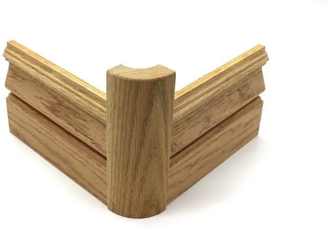 Alt view image 3 of 5 - 3/4" x 2 1/4" x 6" Oak Outside Radius Corner Base Block Bullnose - Fits 3/4" Radius, Trim Molding (30)