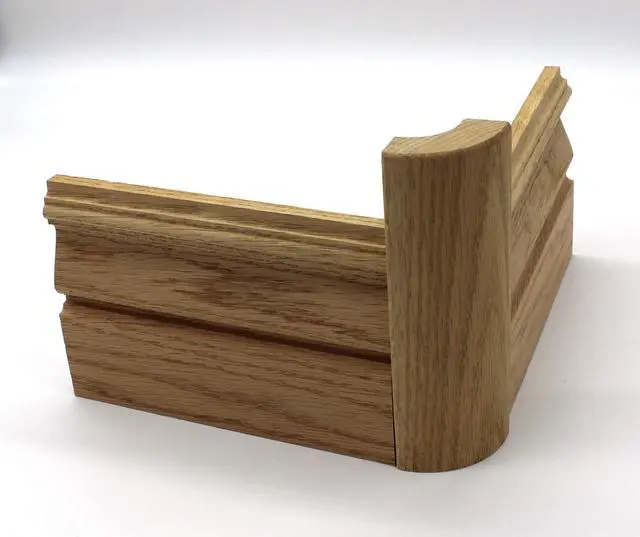 Alt view image 4 of 5 - 3/4" x 2 1/4" x 6" Oak Outside Radius Corner Base Block Bullnose - Fits 3/4" Radius, Trim Molding (30)