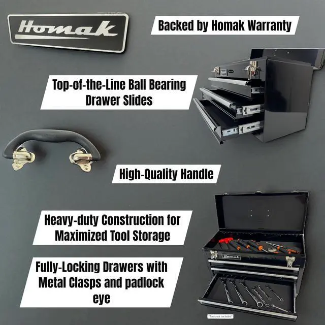 Alt view image 3 of 4 - 3 Drawer Ball Bearing Toolbox Chest, Black, 20 Inches