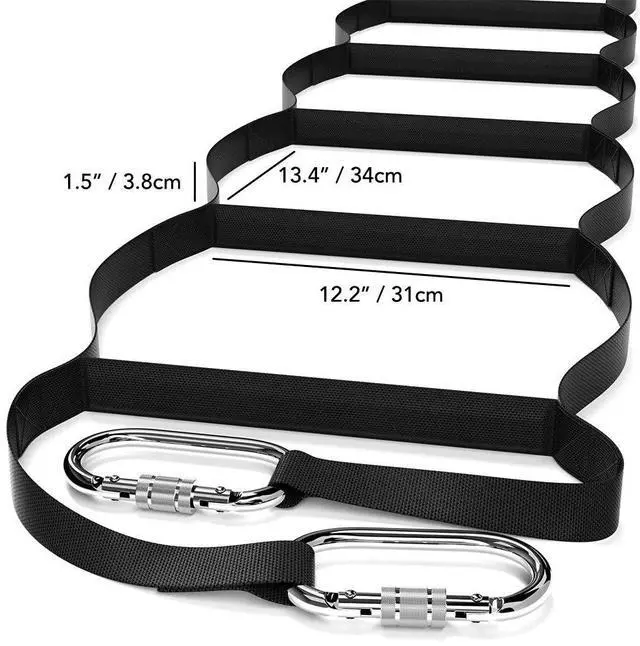 Alt view image 5 of 6 - Safety Ladder for 3 Story with Anchor Bolt Hanger 24 ft | Webbing Ladder for Adults & Kids | Lightweight, Reusable & Portable |Fire Rope Ladders Multi-Functional & Weather Resistant| Made in USA