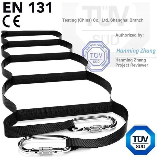 Alt view image 6 of 6 - Safety Ladder for 3 Story with Anchor Bolt Hanger 24 ft | Webbing Ladder for Adults & Kids | Lightweight, Reusable & Portable |Fire Rope Ladders Multi-Functional & Weather Resistant| Made in USA