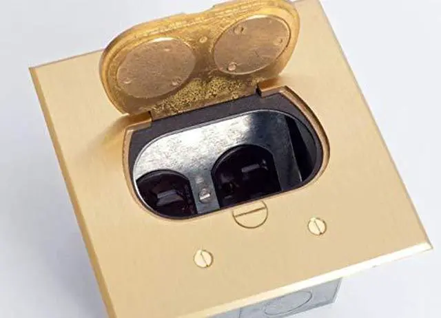 Alt view image 3 of 3 - Concealed Plug Recessed Floor Box, RCFB One 15A Duplex, Screw Plugs (Nickel)