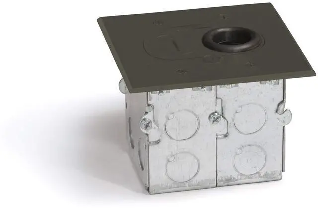 Main image of Concealed Plug Recessed Floor Box, One 15A Duplex, Screw Plugs (Dark Bronze)