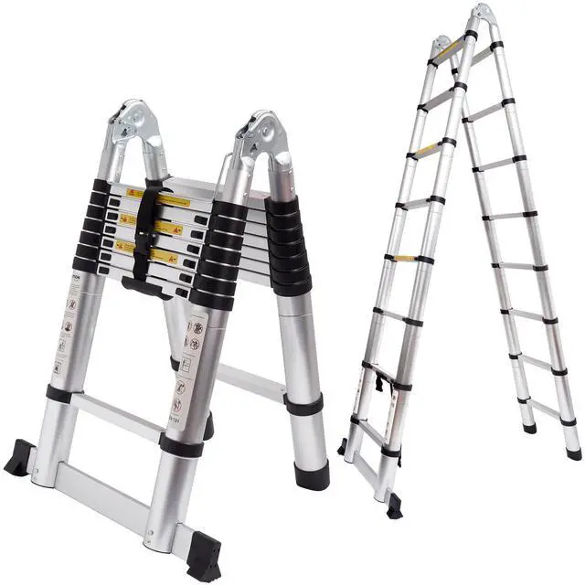 Main image of 16.5 FT A Frame Telescoping Ladder Adjustable Multi-Purpose Collapsible Extension Ladder,Heavy Duty 330 lbs Max Capacity, Ideal for Home and Outdoor Work (Silver, 16.5FT-A Frame)