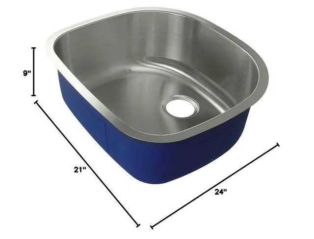 Alt view image 6 of 6 - MUSB24219 Meridian 23 5/8-in x 21-in x 9-in D-Shape Single Basin Undermount Stainless Steel Kitchen Sink