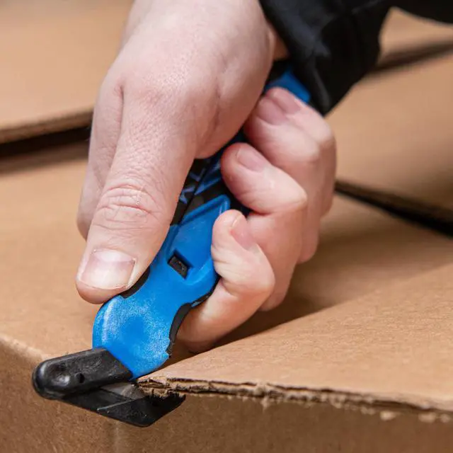 Alt view image 5 of 6 - XChange Box Cutter, Kutter Package Opener Wide Cut Head, Ergonomic Soft Touch Handle Utility Knife, Cuts Thicker Substrates, Boxes, Film, Tape and More, Orange, 10 Pack (KCJ-XC-30G)